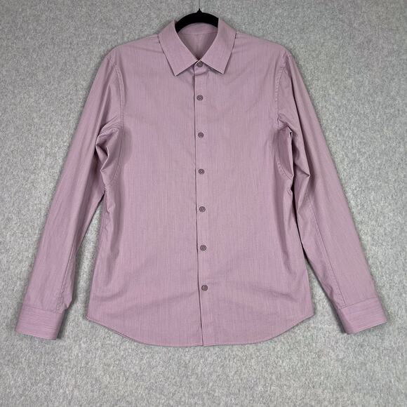 Lululemon Shirt Mens M Down to the Wire Slim Fit Long Sleeve in Heathered Plum - Picture 1 of 5